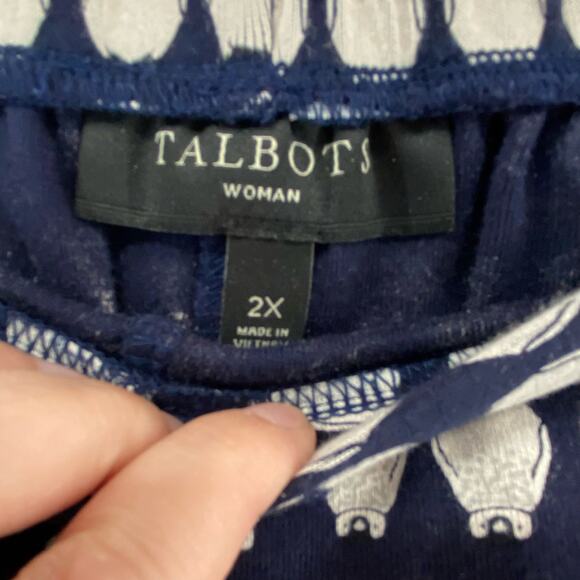 Talbots Womens Penguin Print Blue Pajama Lounge Pants Sz 2X - Picture 2 of 7